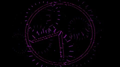 Infinite Violet Clock on Black Background Stockbeeldmateriaal 299288689