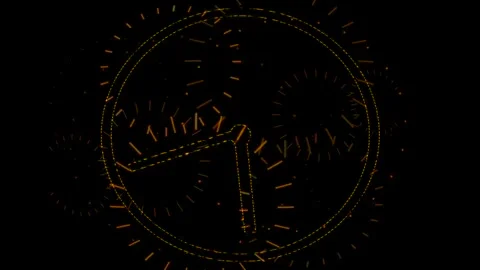 Infinite Yellow Clock on Black Background 库存影片 300205411