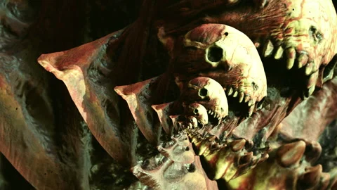 Infinite Zoom  Into Abstract Digital of Various  animals skulls  background Video stock 136993989
