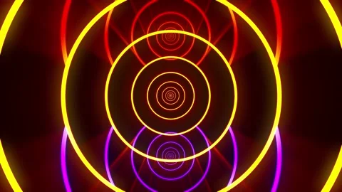 Infinite zoom in seamless loop 3 circle system in neon color Stock Footage 148252010