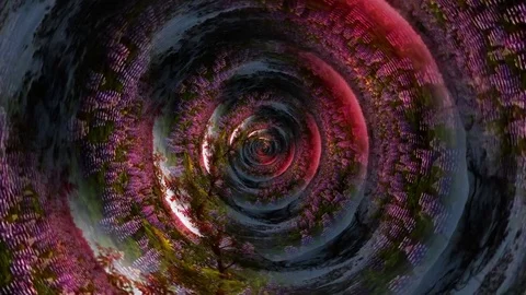 Infinite zoom through winter summer season tunnel, abstract surreal Stock Footage 75929127