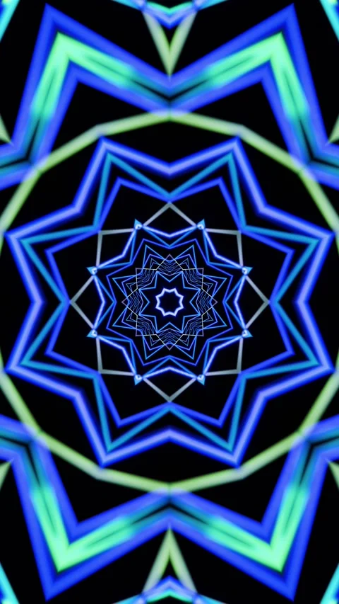 Infinitely increasing triangles. Kaleidoscope Vertical looped video Video stock 226374551