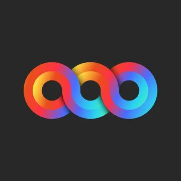 Infinity 3d logo rainbow gradient, endless 3 circles geometric shape from cha イラスト素材