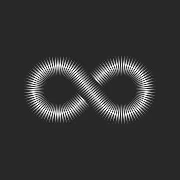 Infinity 3d loop logo from metallic normal lines endless symbol. Stock Illustration