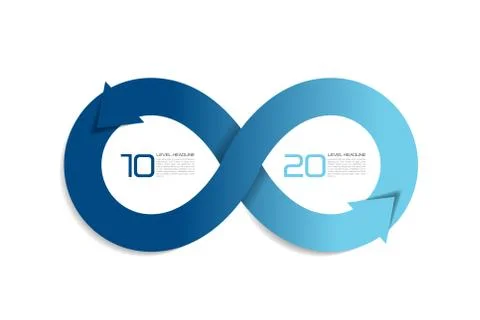 Infinity arrows infographic. 2 step options template, scheme, diagram, chart. Stock Illustration