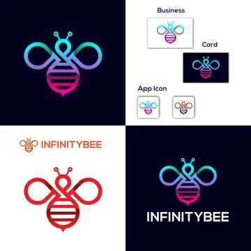 Infinity bee logo Honey bee logo with infinity line art style design Stock Illustration