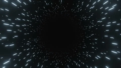 The infinity of black space attracts. Slow motion of white rays in black space Stock Footage 130046661