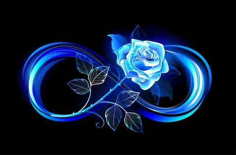 Infinity with blue rose Stock Illustration