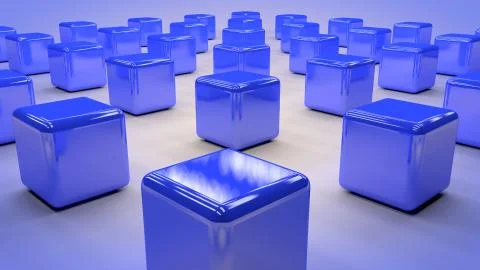 Infinity Blue Rounded Cubes Background With Shadow And Light Reflecting Stock Illustration