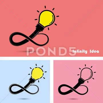 Infinity bulb light idea. concept of big ideas inspiration innovation. Busine Stock Illustration