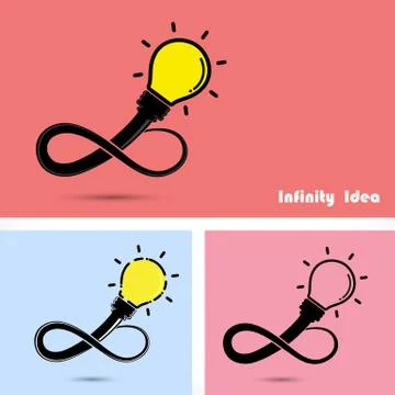 Infinity bulb light idea. concept of big ideas inspiration innovation. Busine Stock Illustration