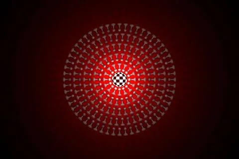 Infinity (chess metaphor). 3D render illustration Chess ornament. The spac... Stock Photos