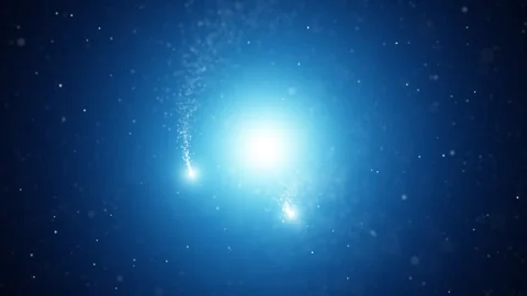 Infinity christmas light streaks fly on shiny blue background Stock Footage 337734710