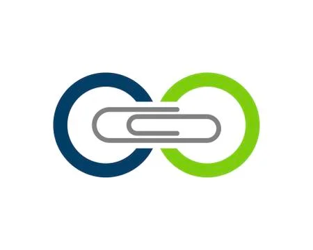 Infinity circle with paper clip inside Illustrazione stock