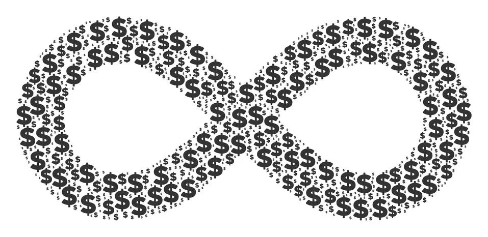 Infinity Collage of Dollar and Dots Illustrazione stock