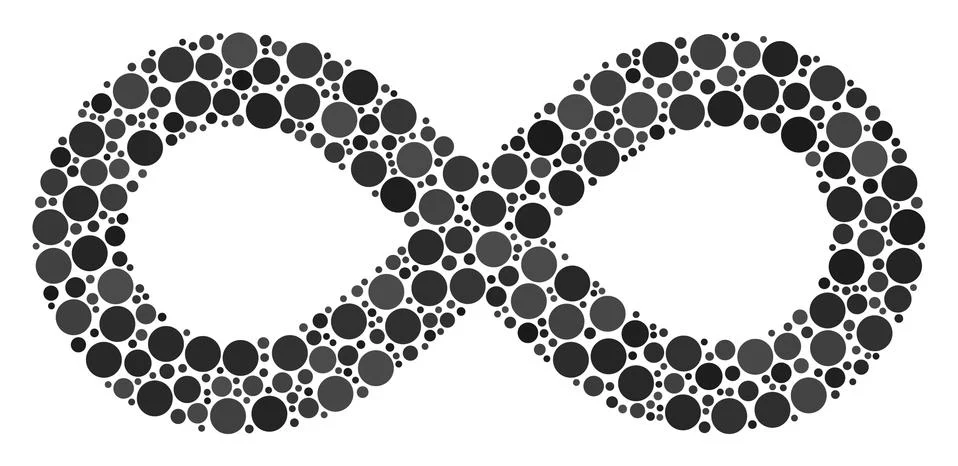 Infinity Collage of Filled Circles Stock Illustration