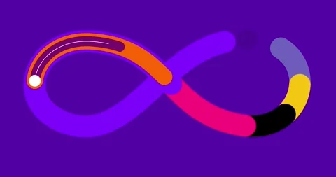 Infinity color on violet background cartoon animation Stock Footage 311252687