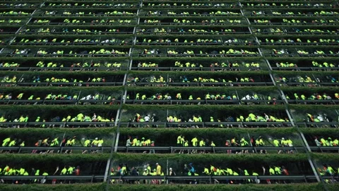 Infinity Crowd Running In Earth Layers, Stack of People Motion Background Stock Footage 105604682