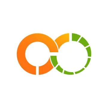 Infinity Design logo template with green orange color イラスト素材