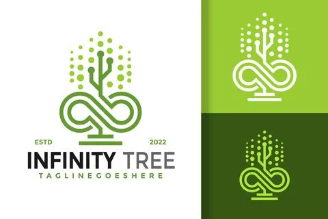 Infinity Digital Tree Logo Design Vector Illustration Template Stock Illustration