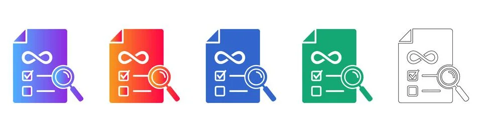 Infinity Document Search Icons Set Stock Illustration