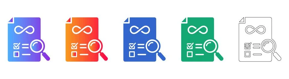 Infinity Document Search Icons Set Stock Illustration
