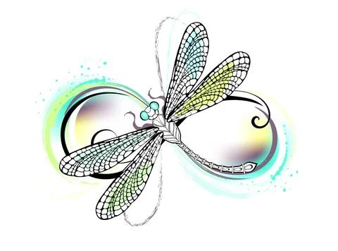 Infinity with elegant dragonfly Stock Illustration