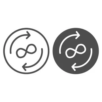 Infinity exchange line and glyph icon. Arrows and infinity symbol vector Illustrazione stock