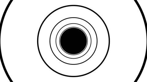 Infinity flight through black circle ring tunnel. Seamless geometric pattern, Stock Footage 167493972