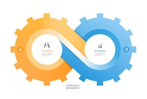 Infinity Gear Comparison Infographic Template Background with Two Connected.. 库存插图
