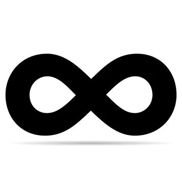 Infinity geometric icon shadow, mathematical tattoo symbol, endless abstract Stock Illustration