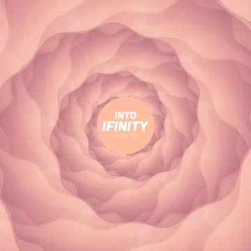 Into Infinity geometry. Abstract geometrical concentric light red swirl backg Stock Illustration