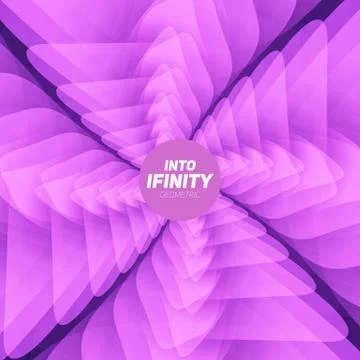 Into Infinity geometry. Abstract geometrical concentric violet swirl backgrou Stock Illustration