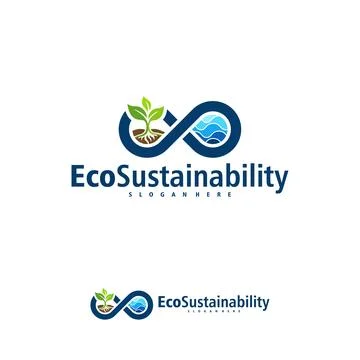 Infinity green plant with wave logo design template, leaf vector concepts w.. Ilustración de archivo