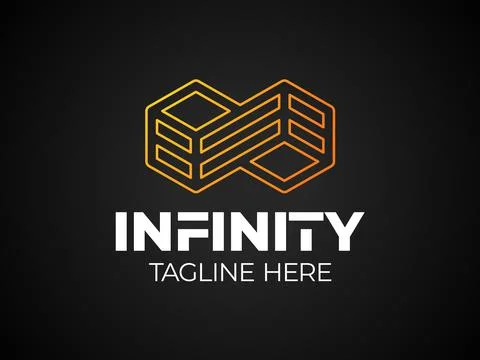 Infinity Hexagonal Logo. Geometric Infinity Cube Hexagon logo flat concept do Stock Illustration