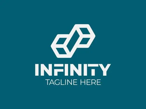 Infinity Hexagonal Logo. Geometric Infinity Cube Hexagon logo flat concept do 스톡 일러스트