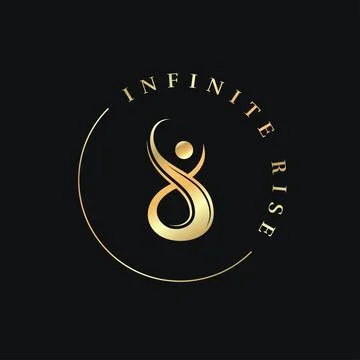 Infinity human round logo on black background Stock Illustration
