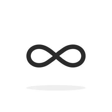Infinity icon grey colored. Isolated white background. Symbol with shadow. Ve Stock Illustration