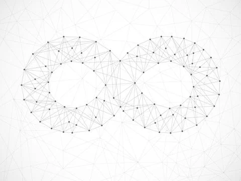 Infinity icon of lines and dot. Vector logo, design element Stock Illustration