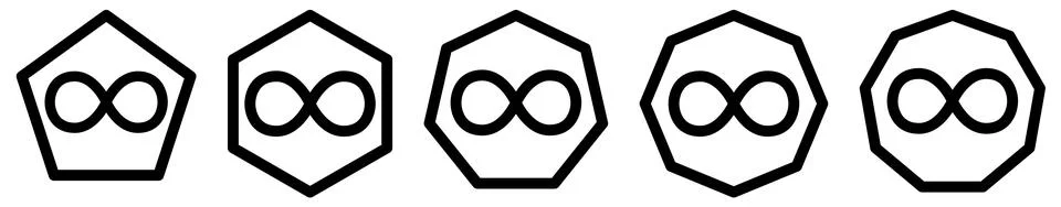 Infinity icon in polygons with different number of edges. Lemniscate curves.. Stock Illustration