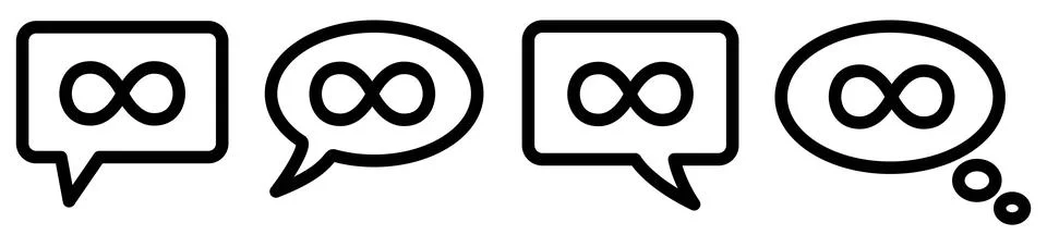 Infinity icon in speech bubble, different version Stock Illustration
