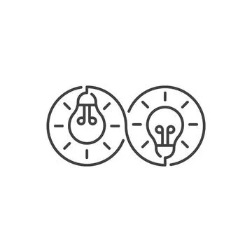 Infinity idea, light bulb, energy. Vector outline icon template Stock Illustration