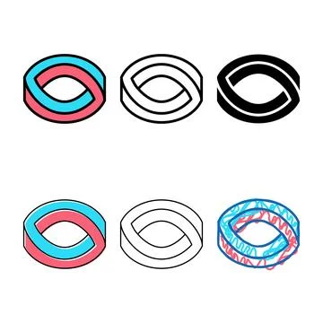 Infinity impossible geometric set shape color icon vector Stock Illustration