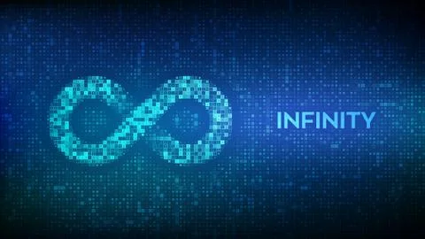 Infinity. Infinity symbol made with binary code. Limitless Abstract Vector Lo Stock Illustration