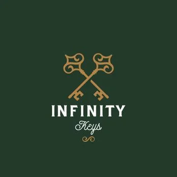 Infinity Keys. Abstract Vector Sign, Symbol or Logo Template. Crossed Keys Stock Illustration