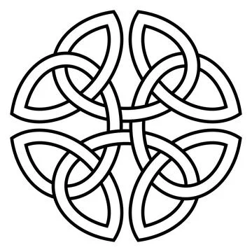 Infinity knot in black contour. Celtic symbol. Isolated background. Stock Illustration