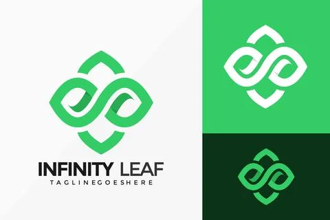 Infinity Leaf Logo Vector Design. Abstract emblem, designs concept, logos, lo Stock Illustration