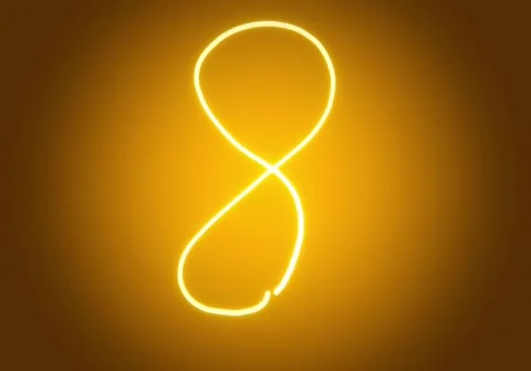 Infinity Light Loop Animation Spiritual Energy Symbol with Glowing Yellow Aura Stock Footage 309469640