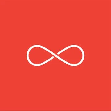 Infinity Line Icon On Red Background. Red Flat Style Vector Illustration 스톡 일러스트