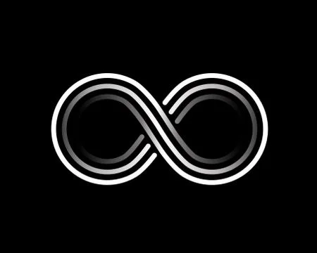 Infinity line symbol on the black background. Stock Illustration